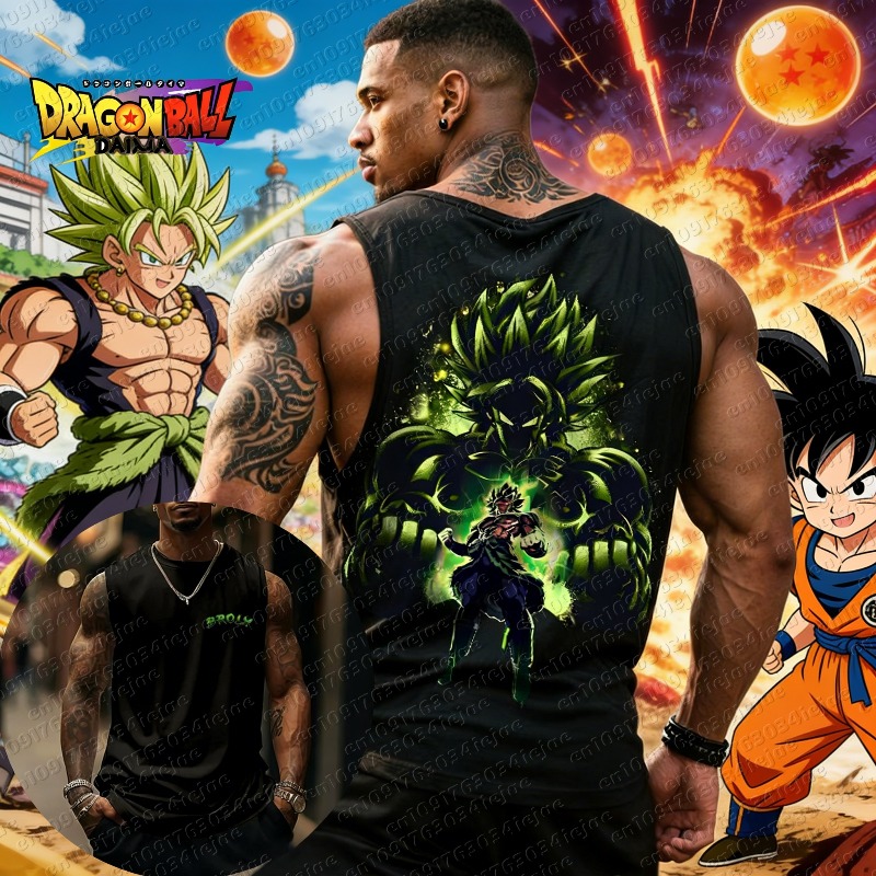 Running Cap Lightweight - 2026 夏ドラゴンボール悟空特大アニメプリントメンズノースリーブ Tシャツワークアウトベスト夏速乾軽量