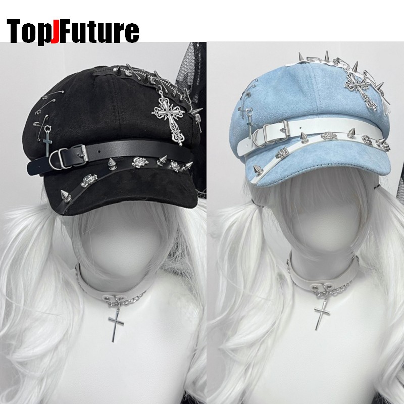 Dad Hat Cotton - 女性用原宿八角形キャップ ゴシックパンク ロリータ サブカルチャー メタルヘビーインダストリー Y2K