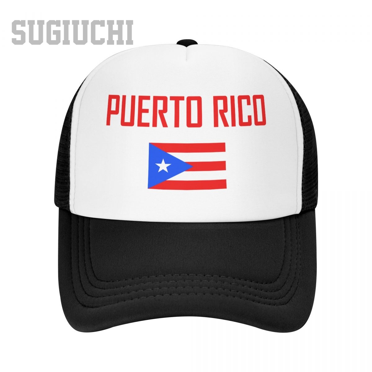 Trucker Cap Mesh - ユニセックスメッシュキャップハット プエルトリコ国旗とフォント入りトラッカーハット メンズ レディース ベースボールキャップ アウトドア