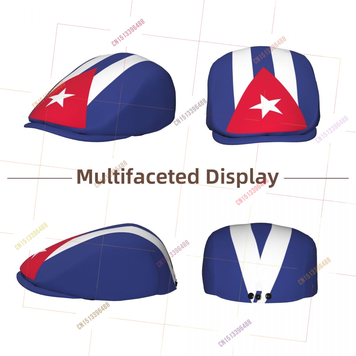 キューバ国旗柄 メンズ レディース フラット アイビーキャッ - Newsboy Cap Ivy のレビューと価格