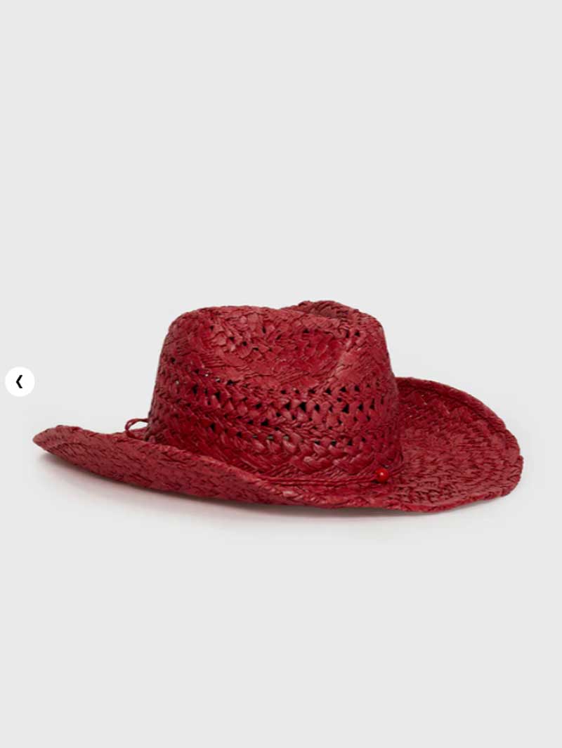 カウボーイハット赤手描き夏麦わら帽子男性と女性のカウボーイハ - Cowboy Hat Straw のレビューと価格