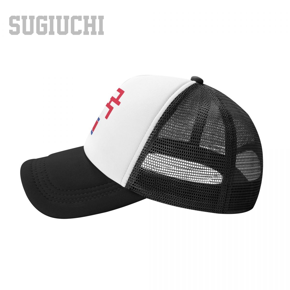 ユニセックスメッシュキャップ帽子北朝鮮旗とフォントトラッカー - Trucker Cap Mesh のレビューと価格